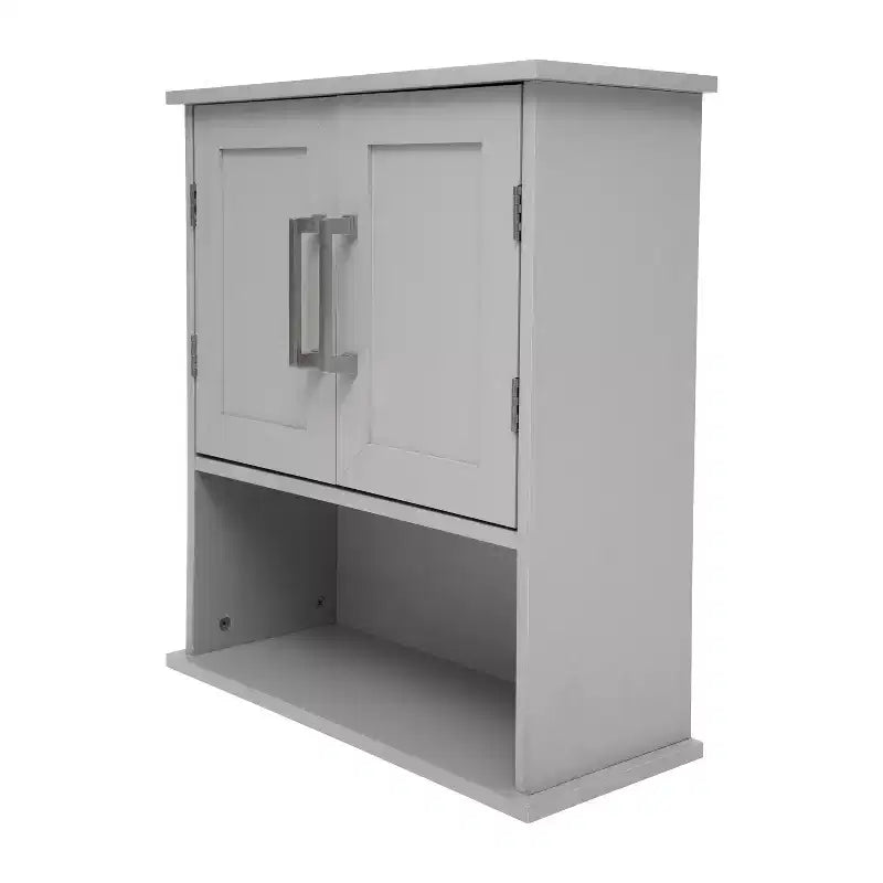Merrick Lane Wall Mounted Bathroom Medicine Cabinet with Adjustable Cabinet Shelf, Lower Open Shelf, and Magnetic Closure Doors
