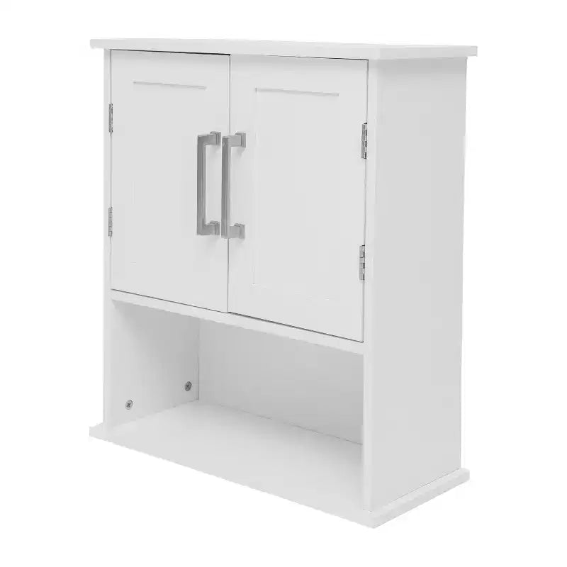 Pensile da bagno Merrick Lane con ripiano regolabile, ripiano inferiore aperto e ante con chiusura magnetica