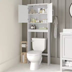 Mobiletto da bagno Emma and Oliver Over the Toilet con mensola regolabile interna, mensola inferiore aperta e doppie ante con chiusura magnetica