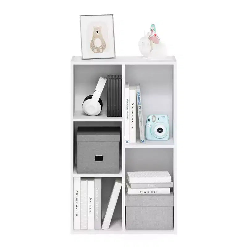 Libreria Furinno a 5 cubi reversibili con scomparti aperti, mobile organizer multiuso