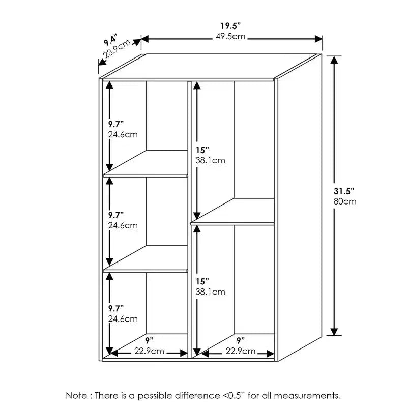 Libreria Furinno a 5 cubi reversibili con scomparti aperti, mobile organizer multiuso