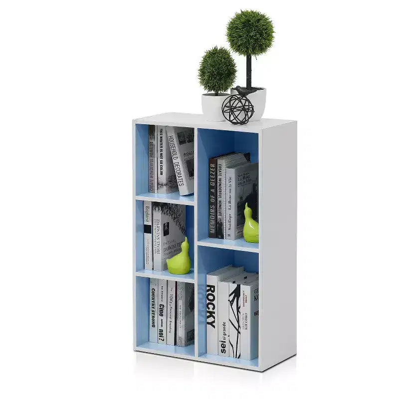 Libreria Furinno a 5 cubi reversibili con scomparti aperti, mobile organizer multiuso