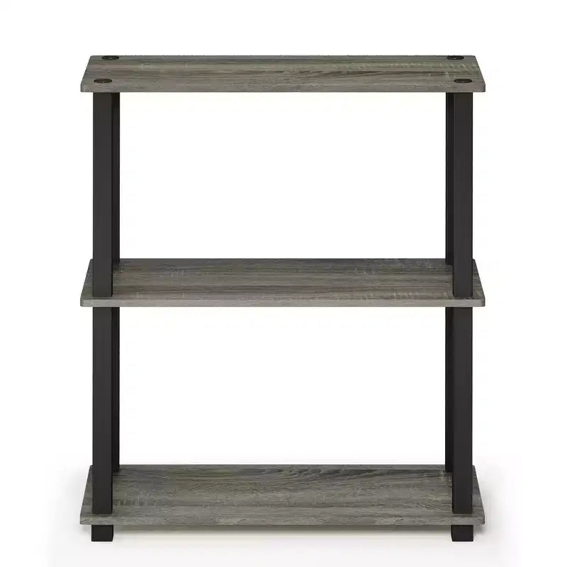 Furinno Scaffale a Scala Compatto Reversibile a 3 Ripiani, Scaffale Espositore Multiuso con Tubo Quadrato