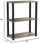 Furinno Scaffale a Scala Compatto Reversibile a 3 Ripiani, Scaffale Espositore Multiuso con Tubo Quadrato