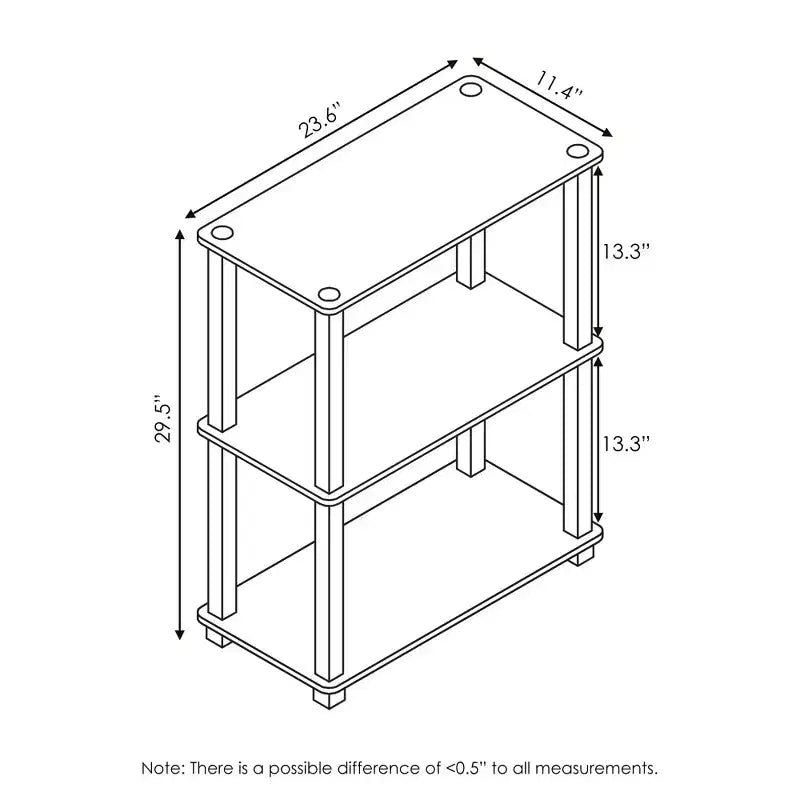 Furinno Scaffale a Scala Compatto Reversibile a 3 Ripiani, Scaffale Espositore Multiuso con Tubo Quadrato