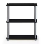 Furinno Scaffale a Scala Compatto Reversibile a 3 Ripiani, Scaffale Espositore Multiuso con Tubo Quadrato