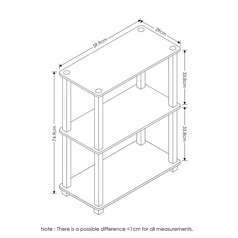 Furinno Scaffale a Scala Compatto Reversibile a 3 Ripiani, Scaffale Espositore Multiuso con Tubo Quadrato
