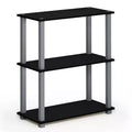 Furinno Reversible 3-Tier Compact Ladder Bookshelf Multipurpose Shelf Display Rack with Square Tube