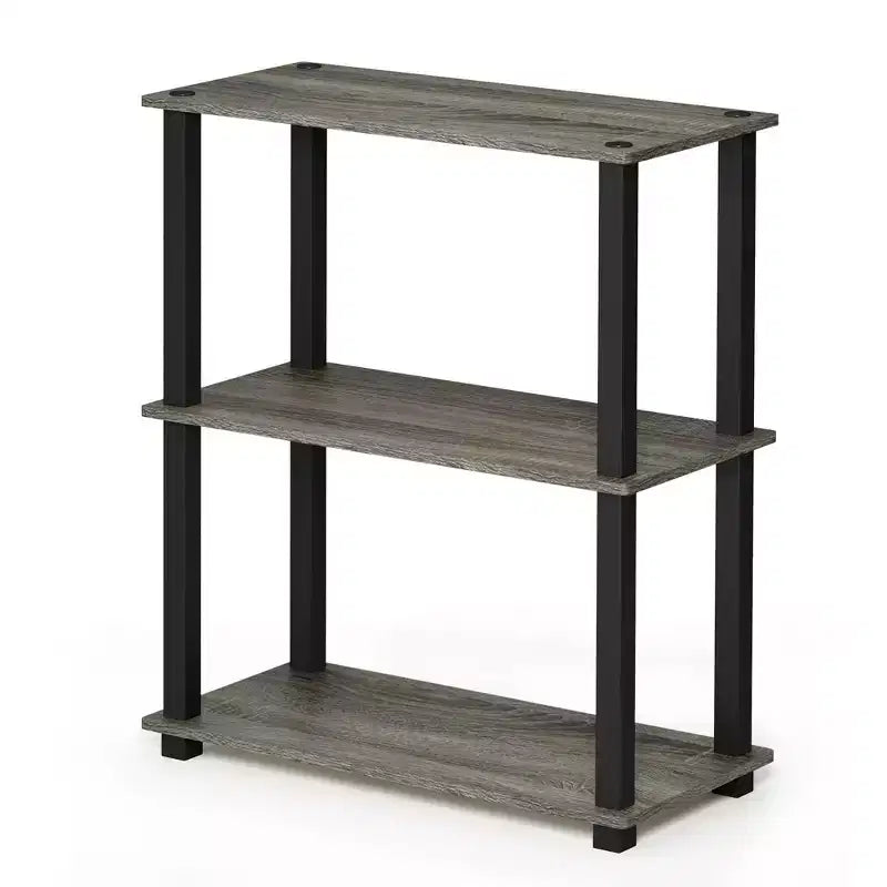 Furinno Scaffale a Scala Compatto Reversibile a 3 Ripiani, Scaffale Espositore Multiuso con Tubo Quadrato