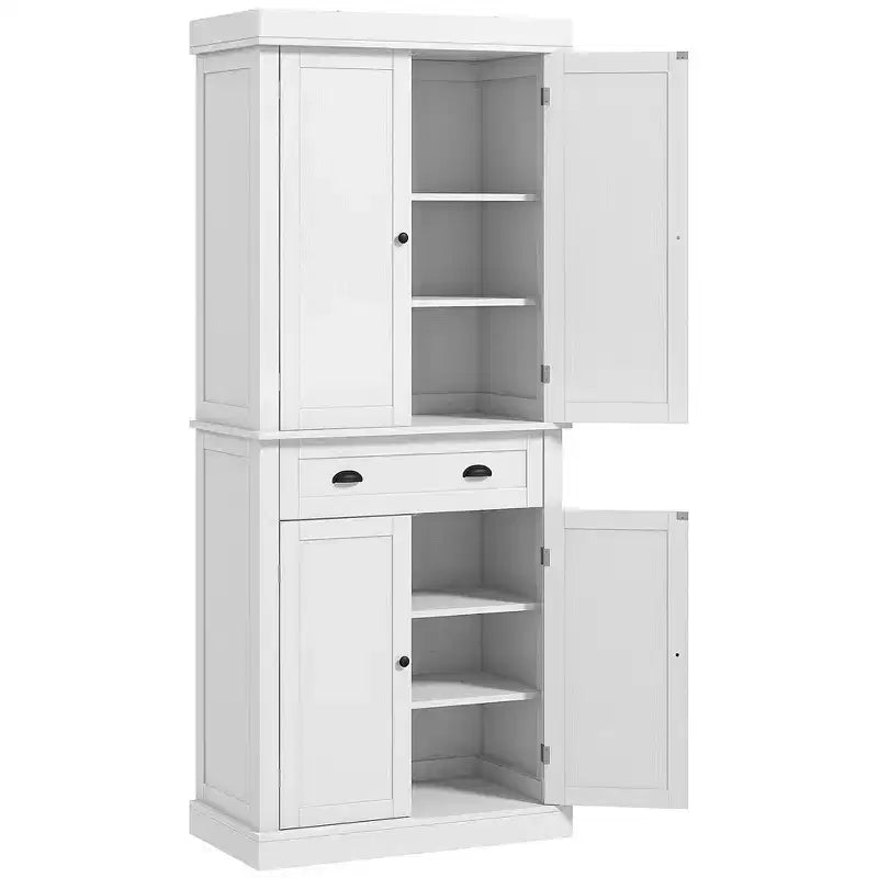 HOMCOM Dispensa da Cucina Tradizionale Autoportante 72" con 2 Armadietti, Cassetto e Ripiani Regolabili, Venatura del Legno Nera
