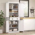 HOMCOM Dispensa da Cucina Tradizionale Autoportante 72" con 2 Armadietti, Cassetto e Ripiani Regolabili, Venatura del Legno Nera