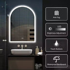 Specchio da parete a LED Dovelina con specchio da bagno a forma di arco moderno anti-appannamento