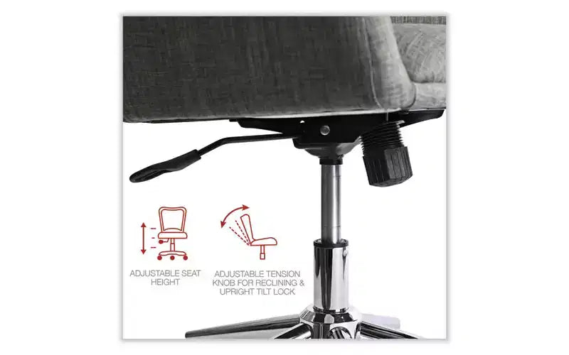 Sedia da ufficio Alera Mid-Century, supporta fino a 125 kg, altezza seduta da 48 a 56,5 cm, seduta grigia, schienale grigio