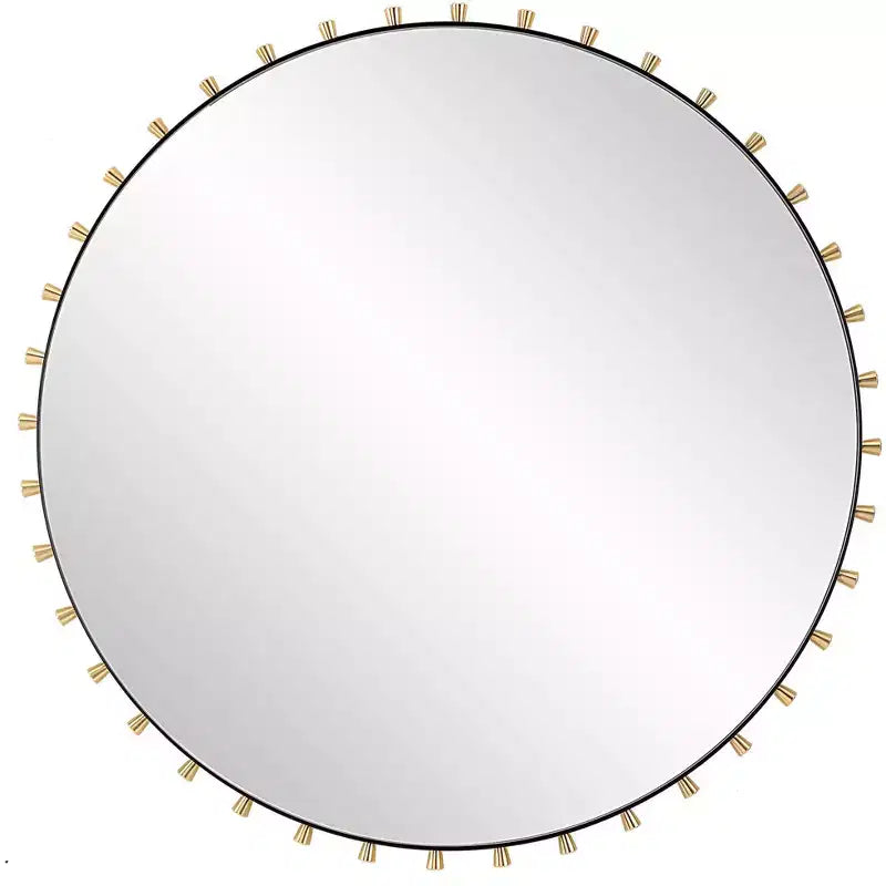 Uttermost Cosmopolitan Matte Black and Brass 37 1/2 Round Wall Mirror