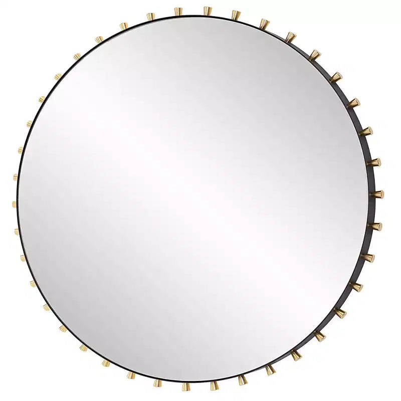 Specchio da parete rotondo Uttermost Cosmopolitan nero opaco e ottone 37 1/2