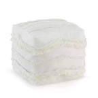 Sweet Jojo Designs Fabric Ottoman Pouf Cover Unstuffed Boho Fringe Ivory - Insert Not Included