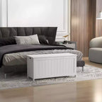 HOMCOM Cassapanca Contenitore, Baule Moderno con 2 Cerniere di Sicurezza e Maniglie, Scatola in Legno per Soggiorno, Ingresso