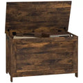 HOMCOM Storage Chest, Modern Storage Trunk with 2 Safety Hinges and Handles, Wooden Box for Living Room, Entryway