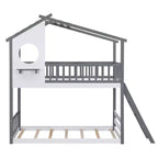 Letto a castello Twin su Twin con tetto, finestra e scaletta - ModernLuxe