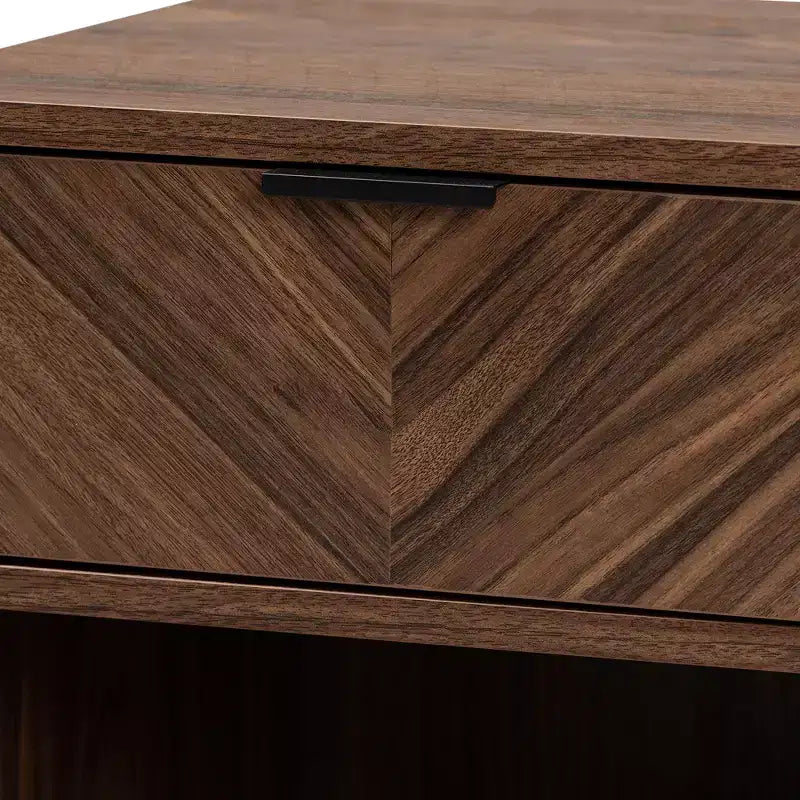 Tavolino con 1 cassetto Baxton Studio Sadia moderno in legno finitura noce marrone e metallo nero
