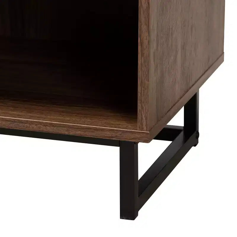 Tavolino con 1 cassetto Baxton Studio Sadia moderno in legno finitura noce marrone e metallo nero