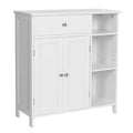 VASAGLE Cabinet Floor Cabinet, Freestanding Storage Cabinet with Drawer, 3 Open Compartments, Adjustable Shelves,Matte White