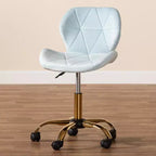 Sedia da ufficio girevole Baxton Studio Savara contemporanea, glam e lussuosa in tessuto velluto e metallo