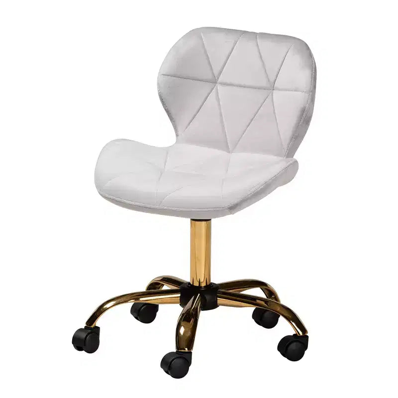 Sedia da ufficio girevole Baxton Studio Savara contemporanea, glam e lussuosa in tessuto velluto e metallo