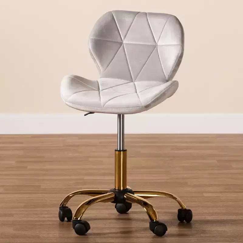Sedia da ufficio girevole Baxton Studio Savara contemporanea, glam e lussuosa in tessuto velluto e metallo