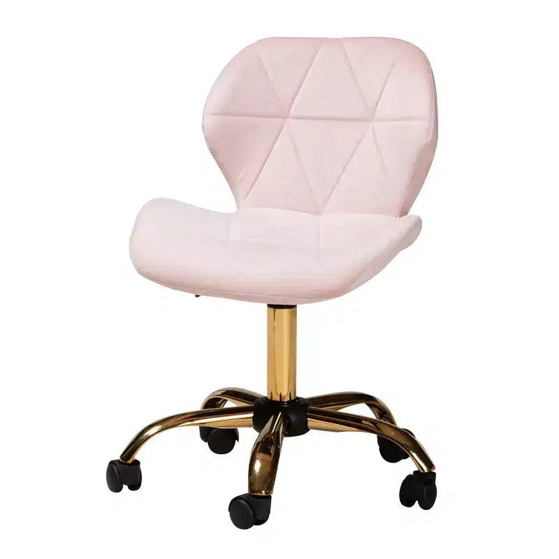 Sedia da ufficio girevole Baxton Studio Savara contemporanea, glam e lussuosa in tessuto velluto e metallo