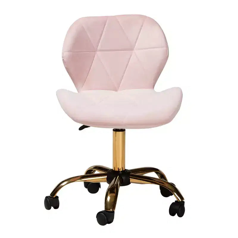 Sedia da ufficio girevole Baxton Studio Savara contemporanea, glam e lussuosa in tessuto velluto e metallo