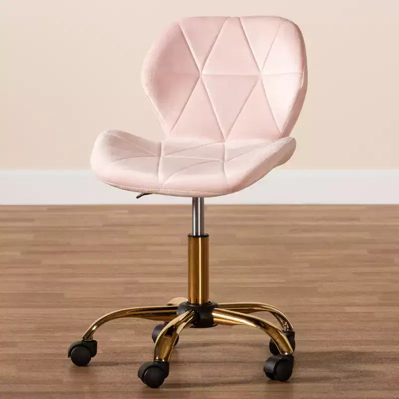Sedia da ufficio girevole Baxton Studio Savara contemporanea, glam e lussuosa in tessuto velluto e metallo
