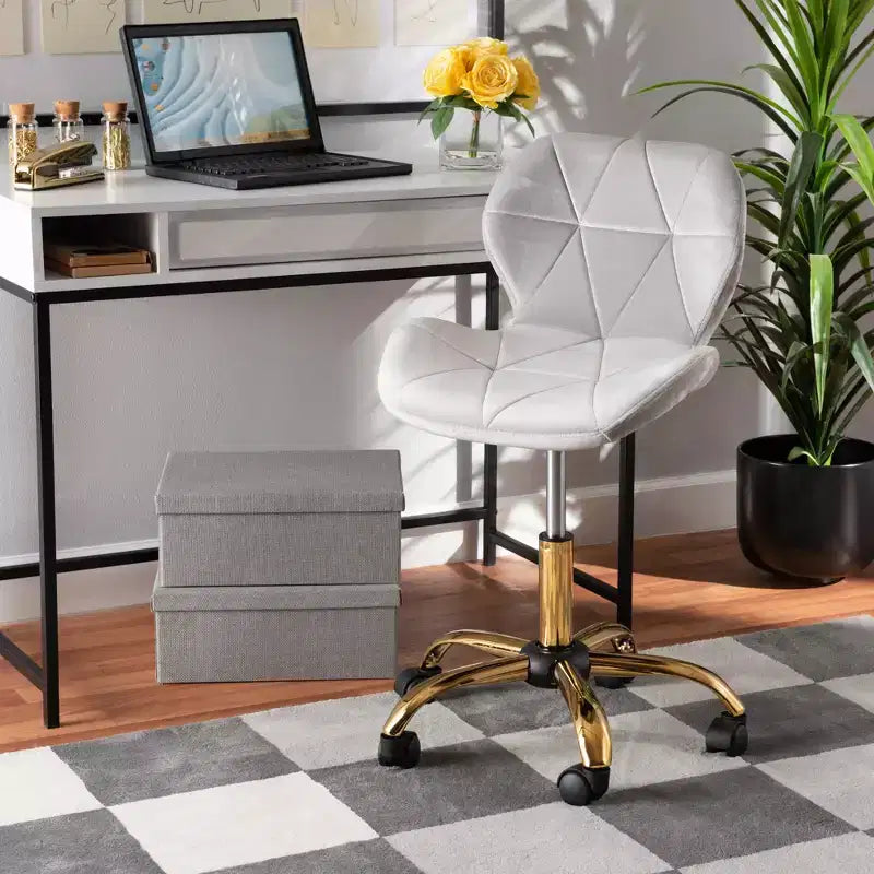 Sedia da ufficio girevole Baxton Studio Savara contemporanea, glam e lussuosa in tessuto velluto e metallo