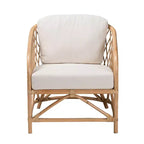 Poltrona bali & pari Patsy in tessuto bianco e rattan naturale stile bohémien moderno