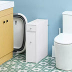 HOMCOM Organizer da Bagno a Terra, Mobiletto Salvaspazio Stretto con Portacarta Igienica e Cassetti