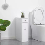 HOMCOM Organizer da Bagno a Terra, Mobiletto Salvaspazio Stretto con Portacarta Igienica e Cassetti