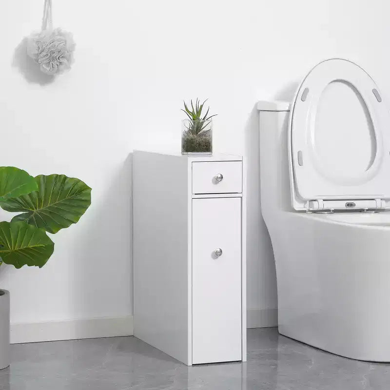 HOMCOM Organizer da Bagno a Terra, Mobiletto Salvaspazio Stretto con Portacarta Igienica e Cassetti