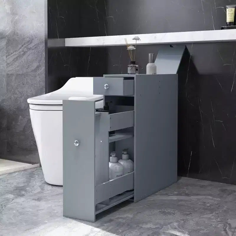 HOMCOM Organizer da Bagno a Terra, Mobiletto Salvaspazio Stretto con Portacarta Igienica e Cassetti