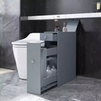 HOMCOM Organizer da Bagno a Terra, Mobiletto Salvaspazio Stretto con Portacarta Igienica e Cassetti