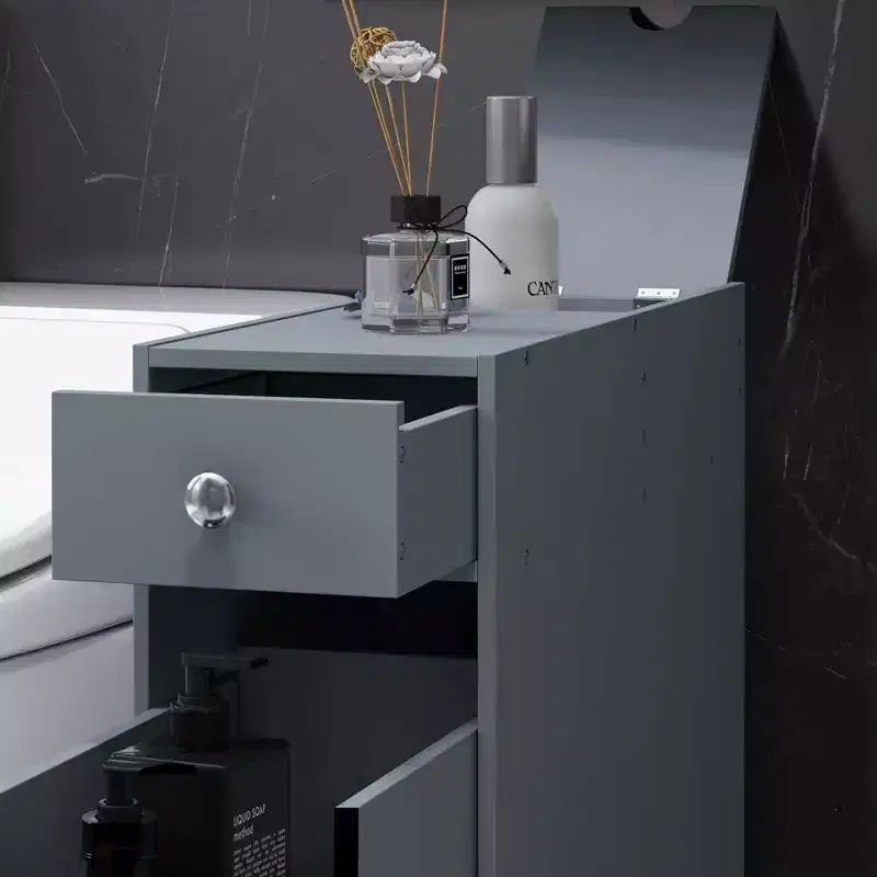 HOMCOM Organizer da Bagno a Terra, Mobiletto Salvaspazio Stretto con Portacarta Igienica e Cassetti
