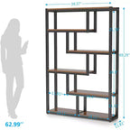 Tribesigns 69 Scaffale a 6 Livelli, Libreria Sfasata Vintage per Esposizione e Contenimento