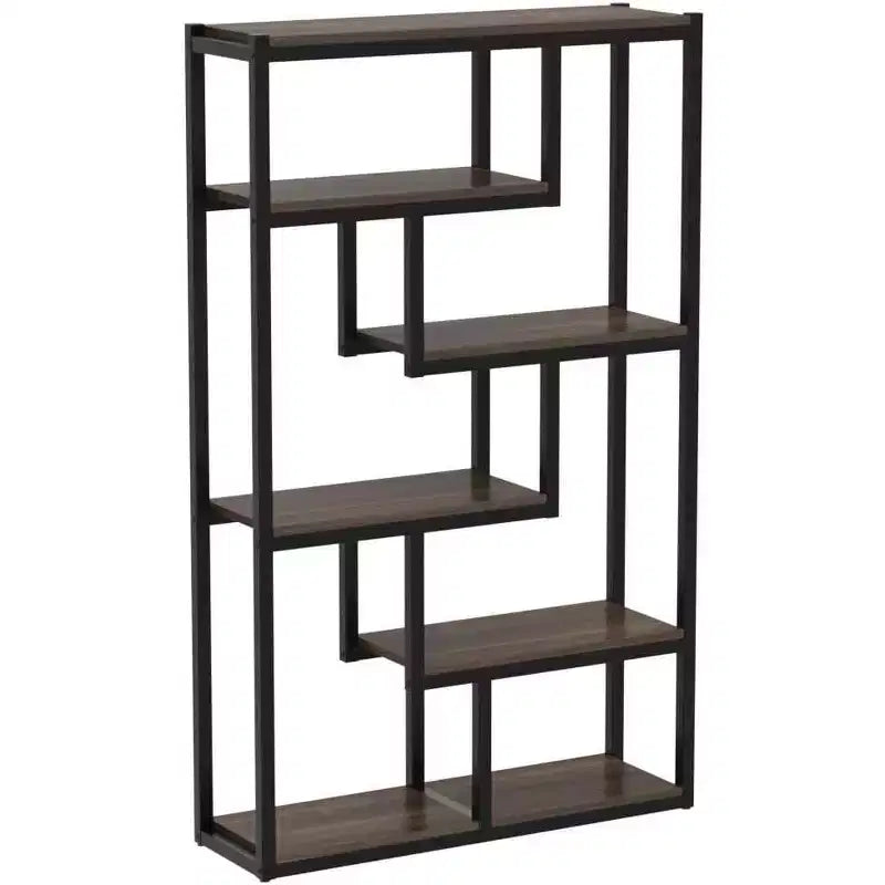 Tribesigns 69 6-Tier Bookshelf, Vintage Storage Display Staggered Bookcase