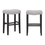 WestinTrends Sgabello da bar con sedile imbottito a sella da 29 pollici (set da 2), nero/grigio