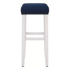 WestinTrends Sgabello da bar con sedile a sella senza schienale, 29 pollici, bianco anticato/blu navy
