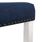WestinTrends Sgabello da bar con sedile a sella senza schienale, 29 pollici, bianco anticato/blu navy