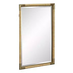 Specchio da parete per bagno Kampar di Uttermost, oro anticato e rattan, 56 x 81 cm
