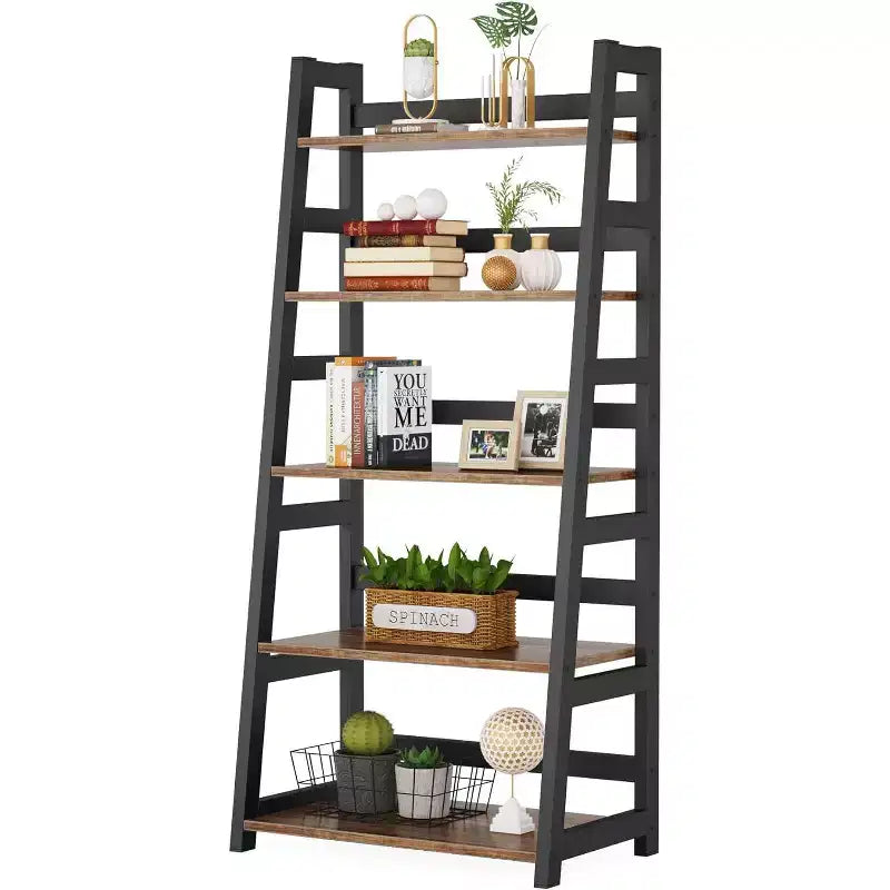Lantine 5-Tier Bookshelf, Modern Ladder Bookcase for Home Office