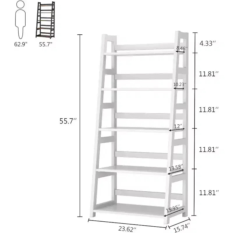 Lantine Scaffale a 5 Ripiani, Libreria Moderna a Scala per Ufficio Domestico