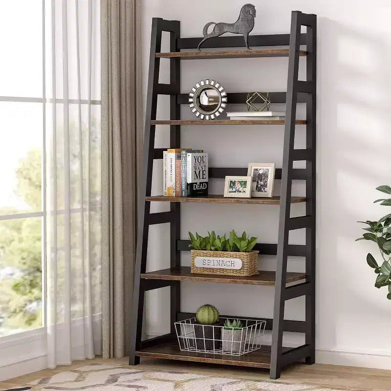 Lantine Scaffale a 5 Ripiani, Libreria Moderna a Scala per Ufficio Domestico
