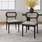 Sedia da pranzo Hartmut Modern Ratten con gambe in legno massello ART OF LIVING DESIGNS